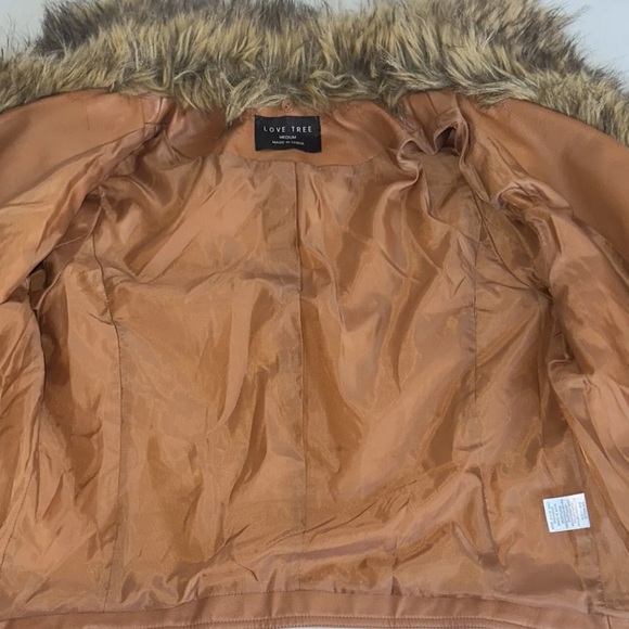 Love Tree Women's Moto Jacket Brown Faux Leather Full Zipper Size Medium - Picture 9 of 11